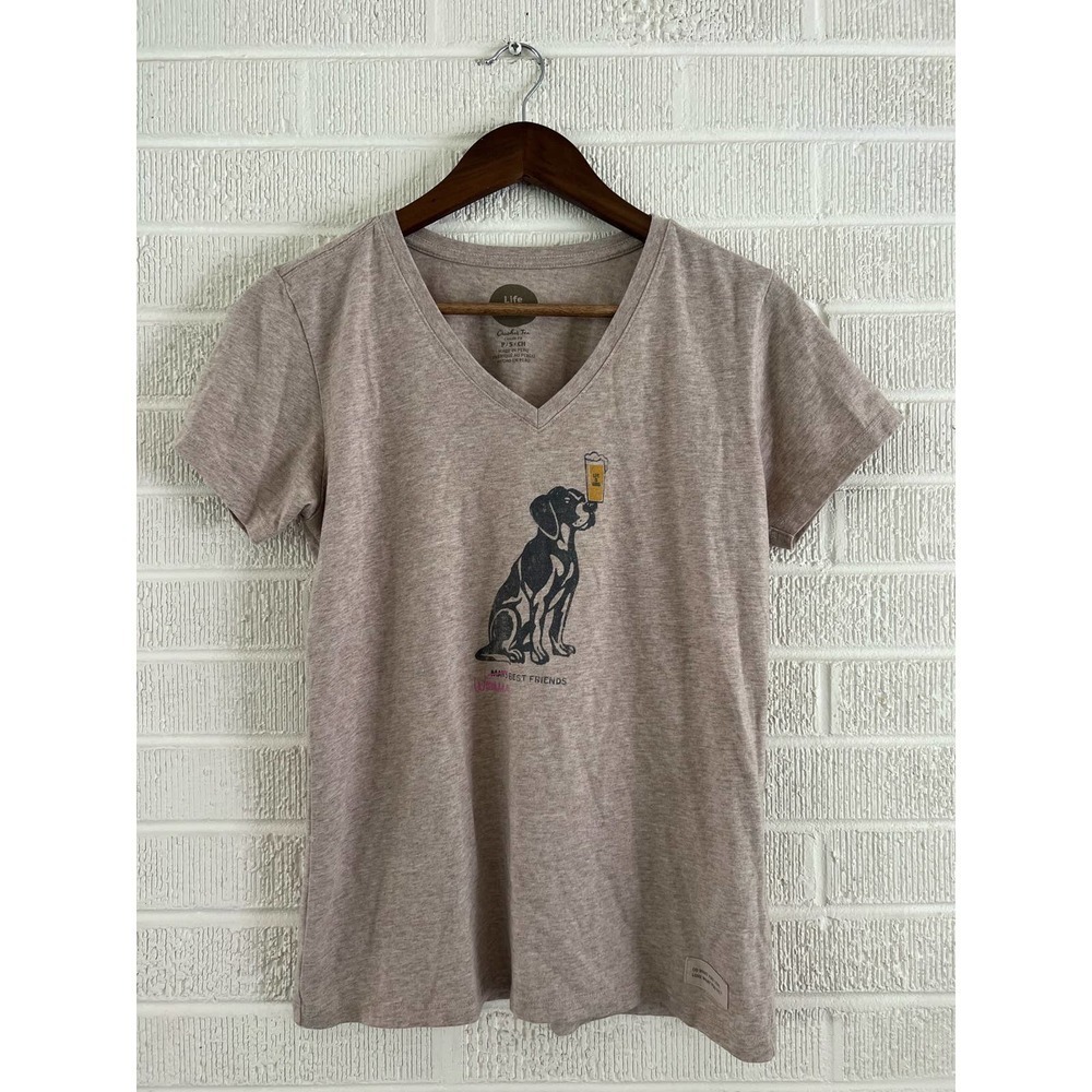 Life is Good dog beer t shirt